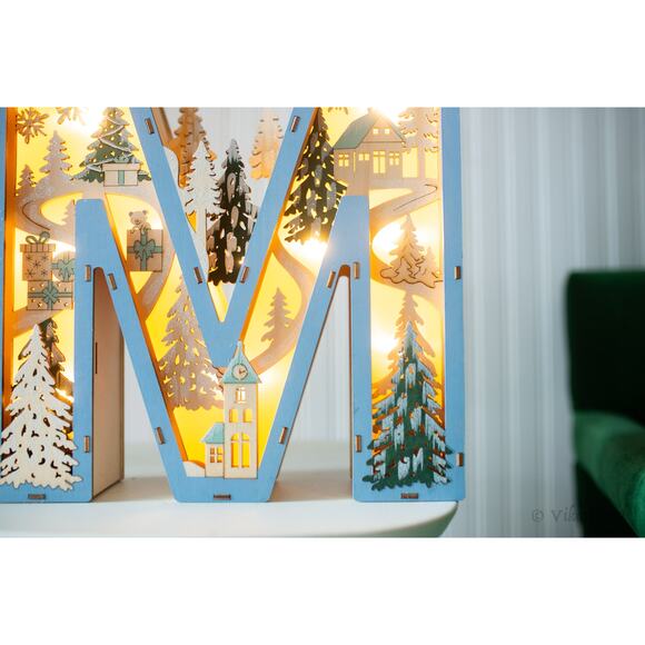 Anthropologie Monogram Wonderland Light-Up Scene Letter M - Picture 4 of 5